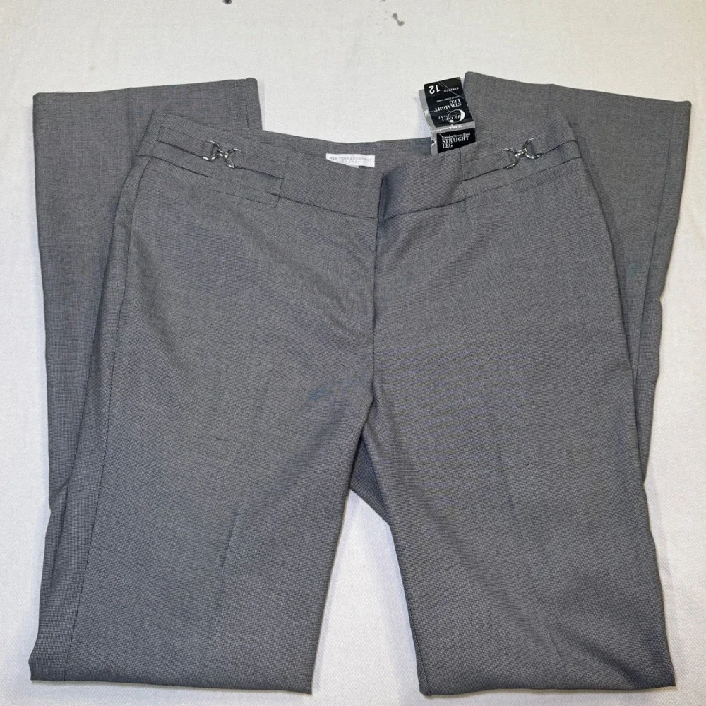 New York & Company Crosby Street Gray Straight Leg Dress Pants 12 Tall NWT‎ Snag